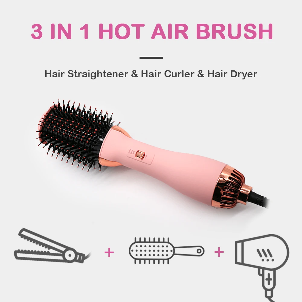 One Step Hair Dryer Volumizer Hot Air Brush 3 In1 Styling Brush Styler Negative Ion Blow Dryer Hair Straightener for All Hair