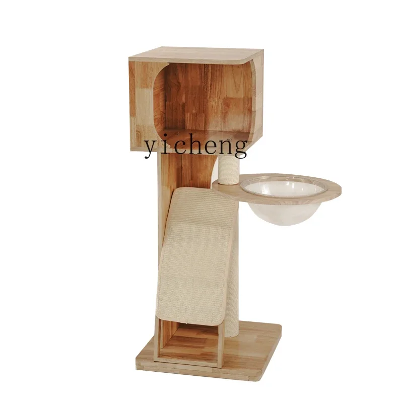 H19-all-solid wood cat climbing frame cat litter integrated household small cat climbing frame that does not occupy a small area