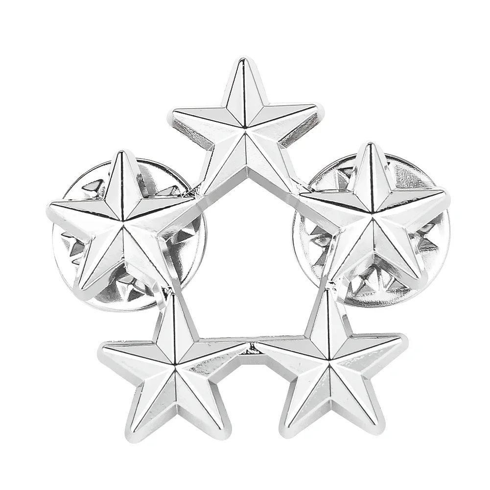 2pcs Five Point Star Shaped Metal Pin Lapel Badge Party Costume Brooch Shirt Collar Hat Shoulder Celebration Decoration Gift