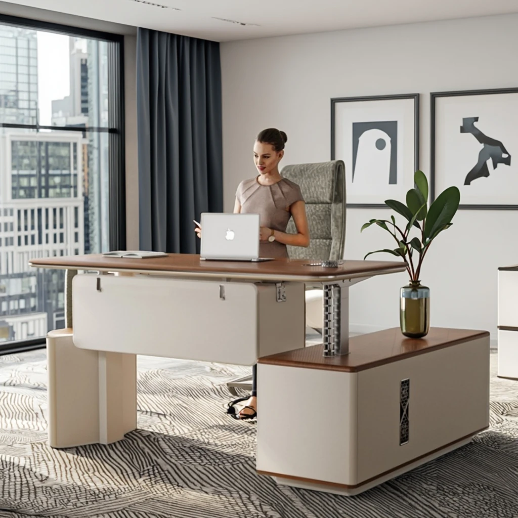 xx-Modern Extendable Meeting Table Adjustable Wooden Office Desk Convertible 3 Stage Lift Luxury Stand Computer Desk Anti-Water*