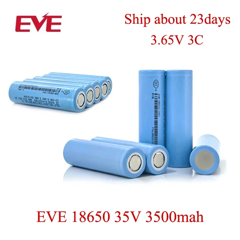1-50pcs Original EVE 18650 35V Battery 3500mah 3.65V 3C INR 18650 Rechargeable Batteries Li-ion Cell for Energy Storage Tool Car