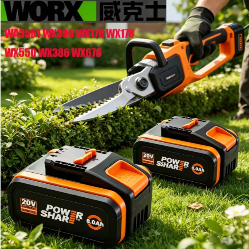

High Capacity 20V Replacement Battery For WORX 6.0Ah 8.0Ah, Fit WA3014 WA3551 WG630 WG629 WX372 WX390 WX394 WX550 WX523 WX802