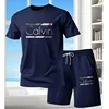2026 New Fashion Casual T-shirt Shorts Two-piece Set 3D Letter Printing Men's Summer Outdoor Wear Suit