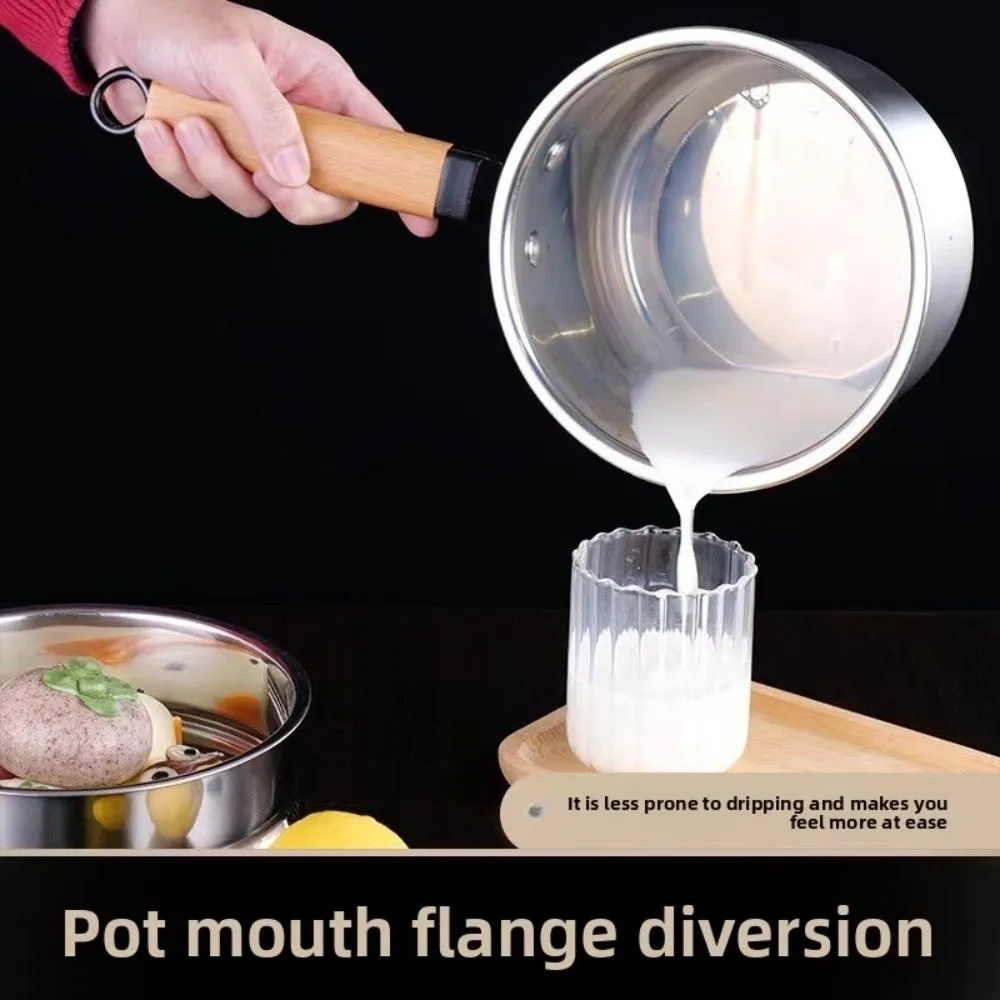 

Stainless Steel Mini Steamer 16/18cm with Lid Stainless Steel Pot 2 Layer Wooden Handle Food Cooking Pot Gas Induction Cooker