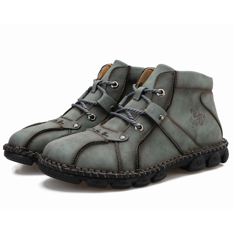 Size 48 Mens Shoes Handmade Leather Casual Shoes for Men Sneakers Men Flat Footwear Leather Boots Men Ankle Boot Outdoor Walking