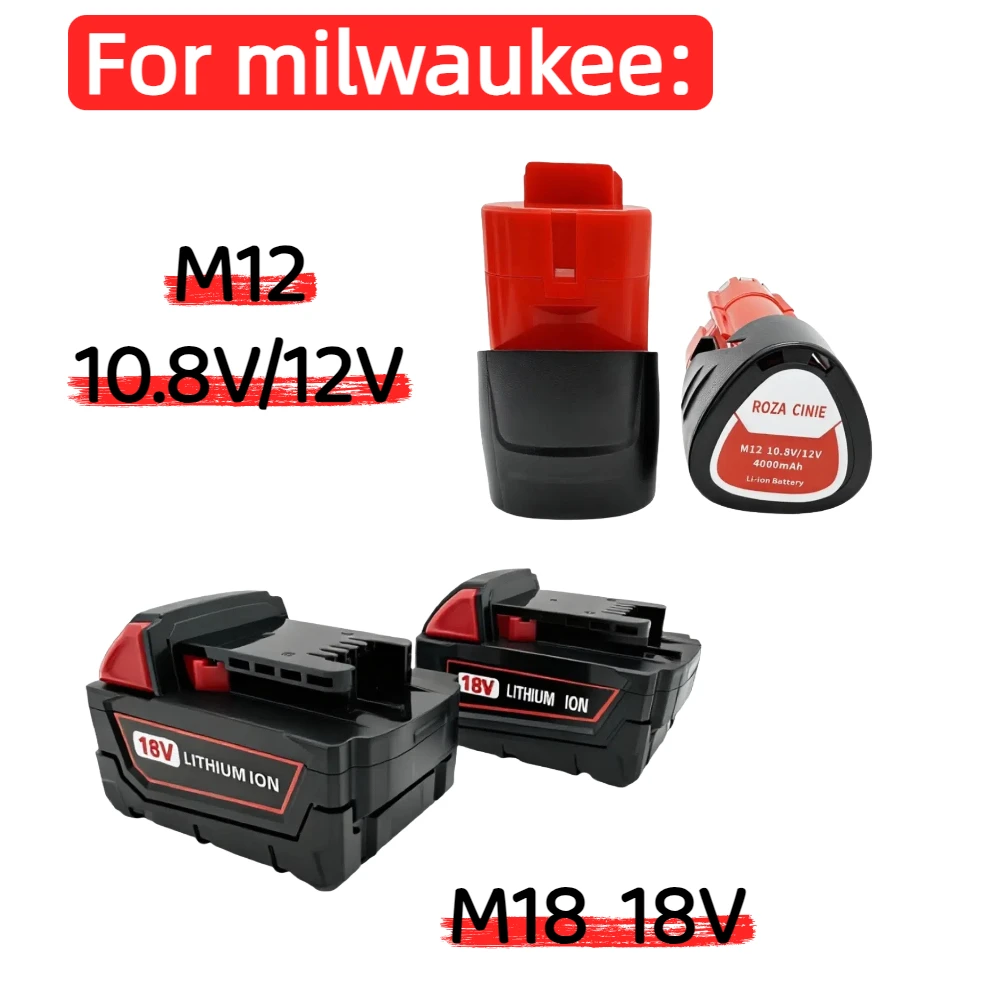 Pro akumulátorové nářadí Milwaukee 18V/12V kompatibilní s M18/M12 XC 48-11-2410 48-11-2420 48-11-2411 12 a M18B5 48-11-1860 - náhled 2
