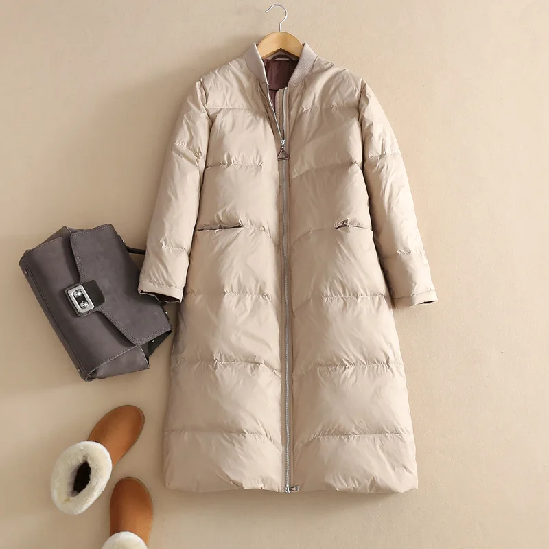 

2023 New Autumn Winter Women Warm Thicken White Duck Down Jacket Female Long Puffer Parkas Loose Big Size Baseball Coat Outwears