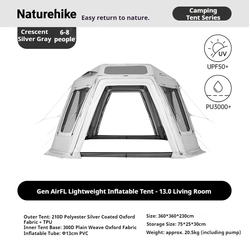 Naturehike Air FL Opblaasbare Tent 210D Outdoor Camping Zonnescherm Waterdicht Overnachthuis Combinatie Tent DIY Vistent