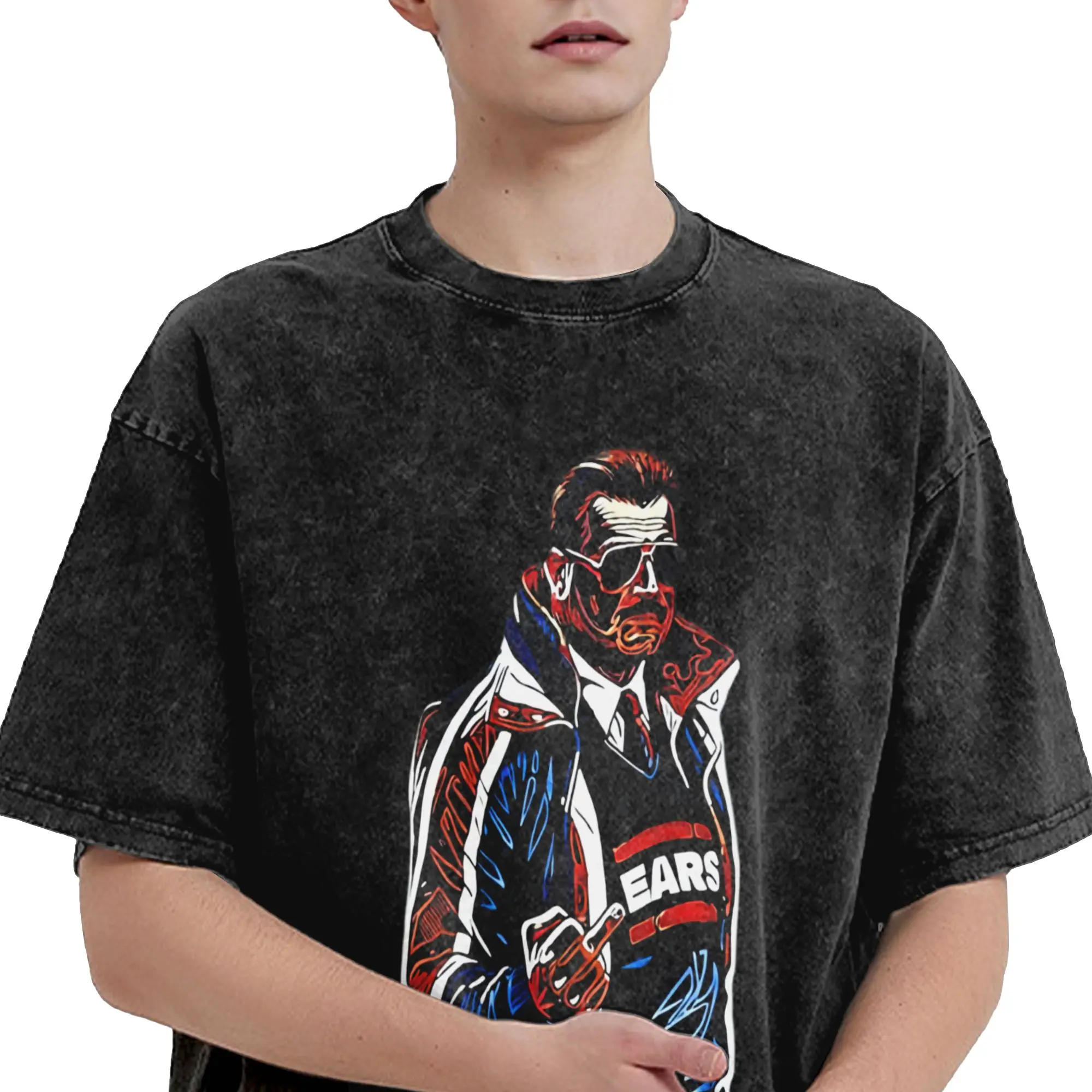 Harajuku Washed Shirt RIP Mike Ditka  Outfit Novelty T Shirt High Street  Streetwear Short Sleeve Summer Tee Shirt