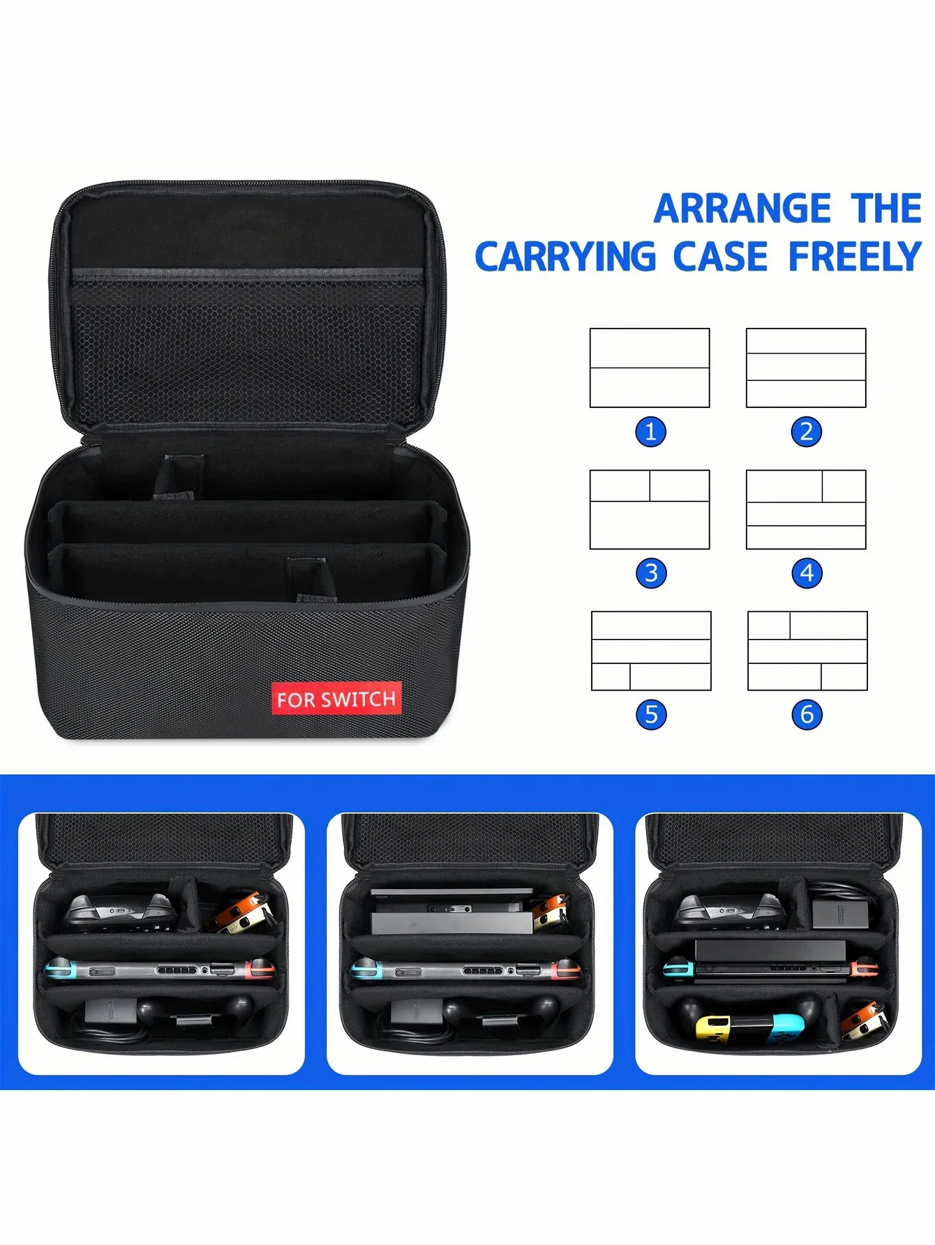 Suitable for Nintendo Switch/Switch OLED travel bag, soft case protection, portable switch case, detachable compartment