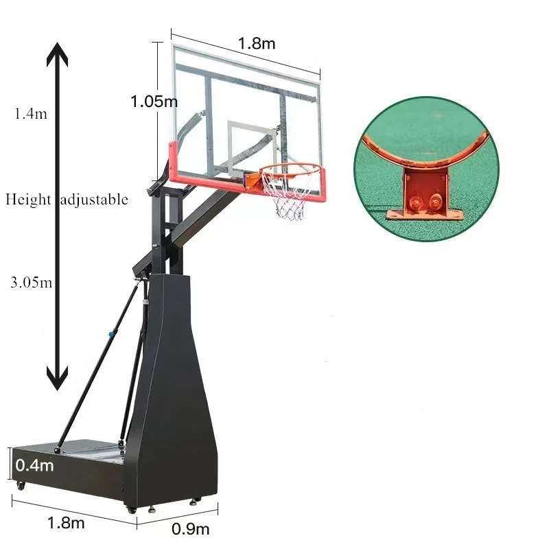 Professzionális Maroktelefon Kosárlabda Érlelődik állvány 10ft Alkalmazkodó m Ingó Kosárlabda állvány Rendszer számára Tizenéves kor felnőttek
