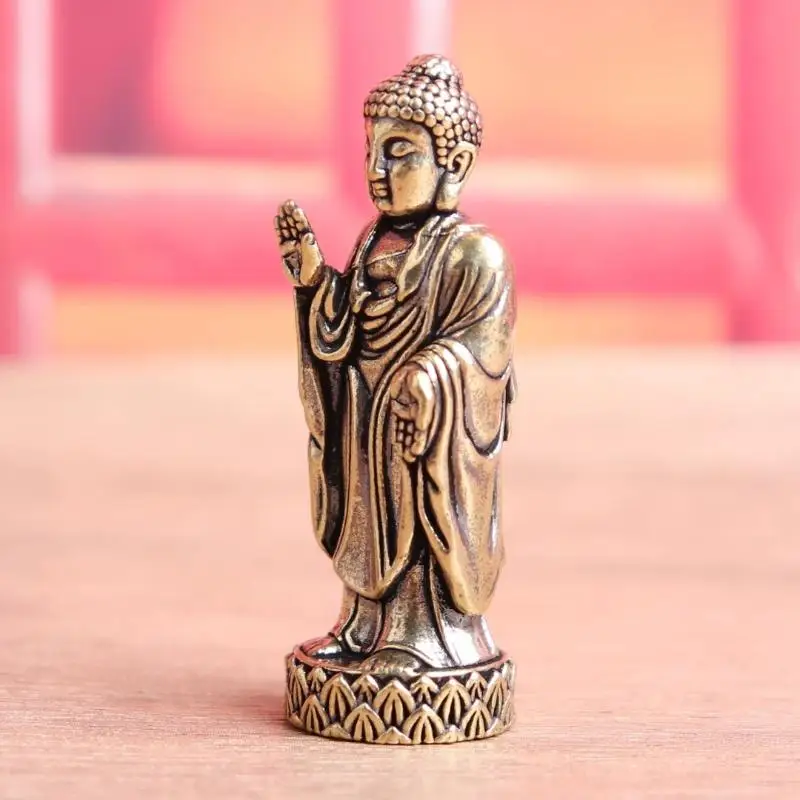 Lotus Figurines Enshrines Statue Home Decor Ornaments Copper Sakyamuni Sculpture Fengshui Crafts