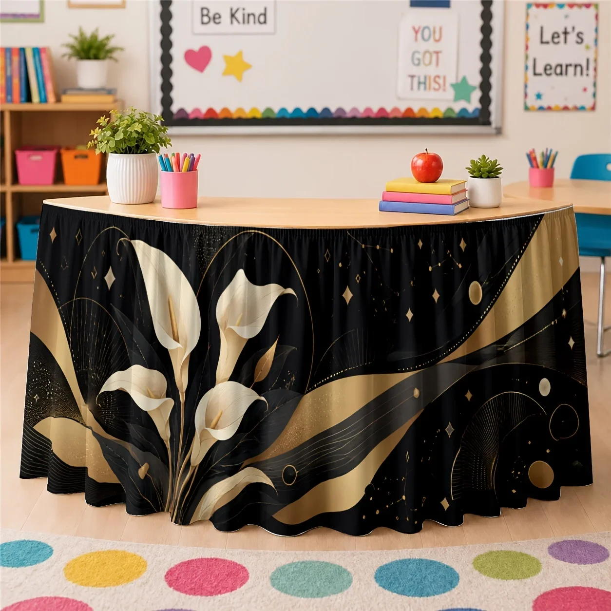 One elegant calla lily tablecloth - luxurious rectangular tablecloth with stripes, suitable for weddings and banquets