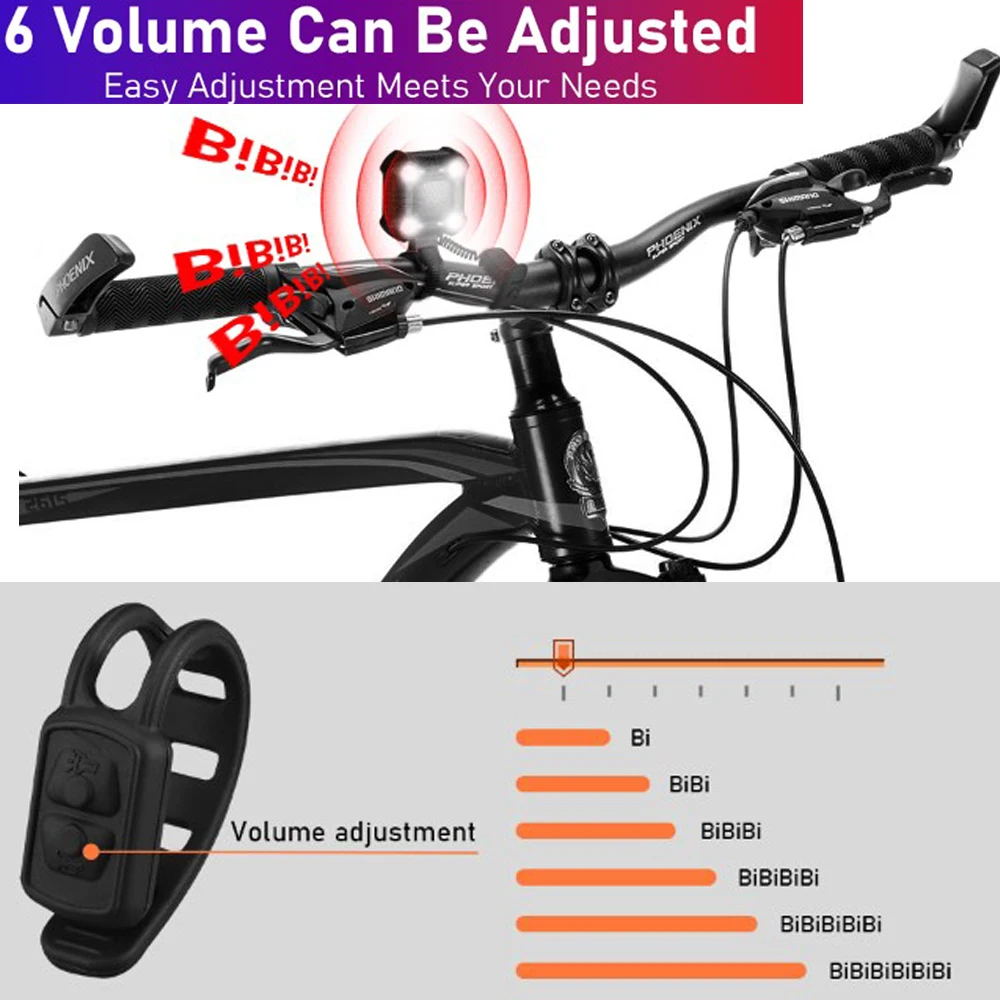 140dB Bicycle Light Horn IPX6 Waterproof USB Charging Bike Headlight Flashlight 8 Adjustable Lighting Modes For Outdoor Use