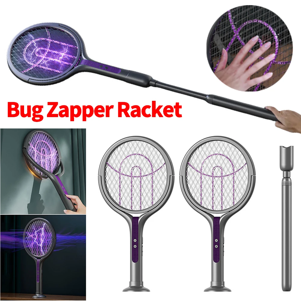 

Электрическая ракетка-уничтожитель насекомых 2-в-1: перезаряжаемая мухобойка и лампа-ловушка для комаров для дома, улицы и помещений