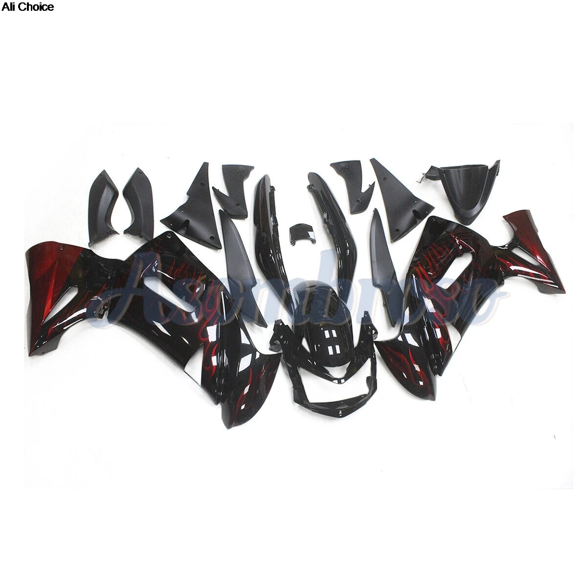 ABS Injection Fairings For Kawasaki ER-6F Ninja 650R 2006 2007 2008 Black Red Flames Bodywork set