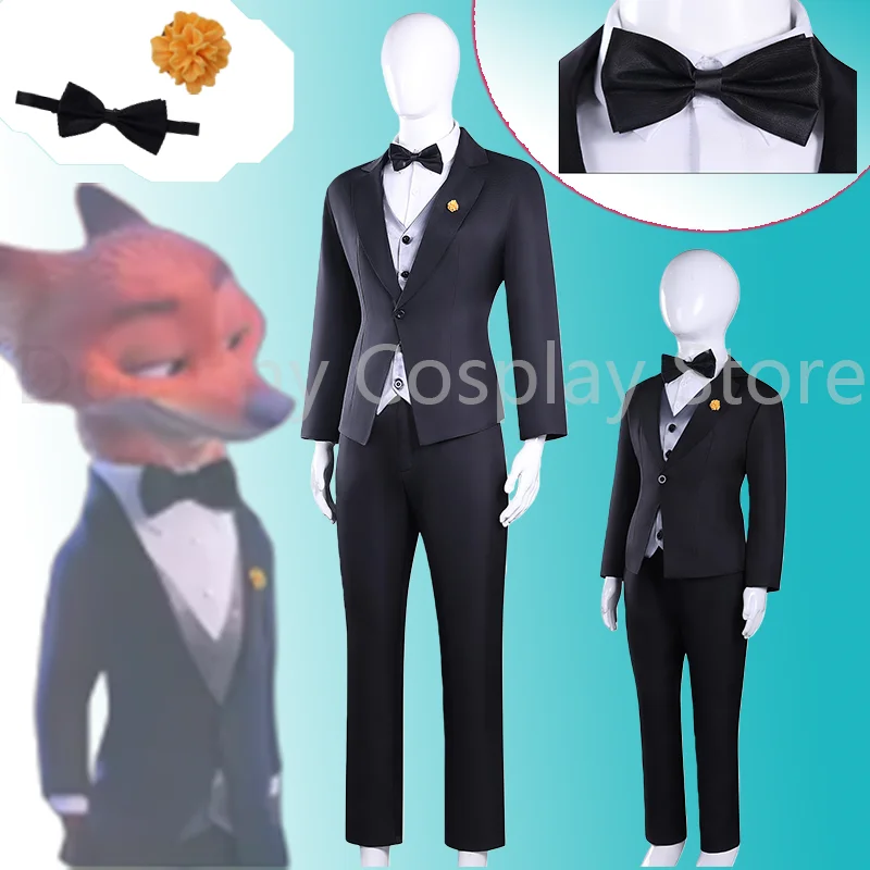 

Zootopia 2 Nick Wilde Stage Suit, Movie Accurate Black Conductor Tuxedo Costume for Adults & Kids Full Set Cosplay for Comic Con