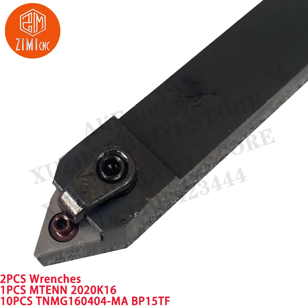 1PCS MTENN 2020K16 Lathe Holder Turning Tool +10PC TNMG160404-MA BP15TF Carbide Inserts CNC metal lathe mechanical cutting tools