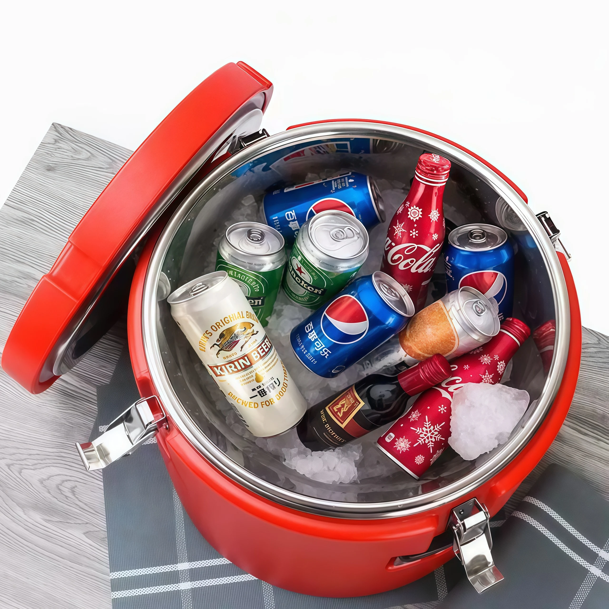 Commercial Catering 5pcs Set 4L-7L-15L-30L-60L Insulated Metal Food Bucket & Thermal Soup Barrel for Hotel Buffet