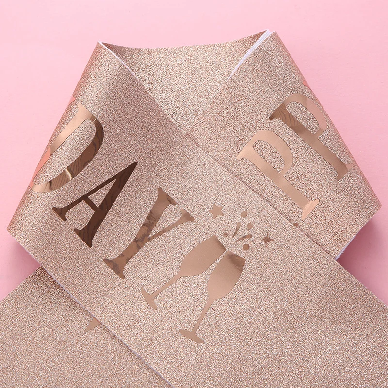Fashionable Soft Birthday Party Ribbon Personalized Glitter Cloth HAPPY BIRTHDAY Print Bronzing Colorful Letters Shoulder Strap