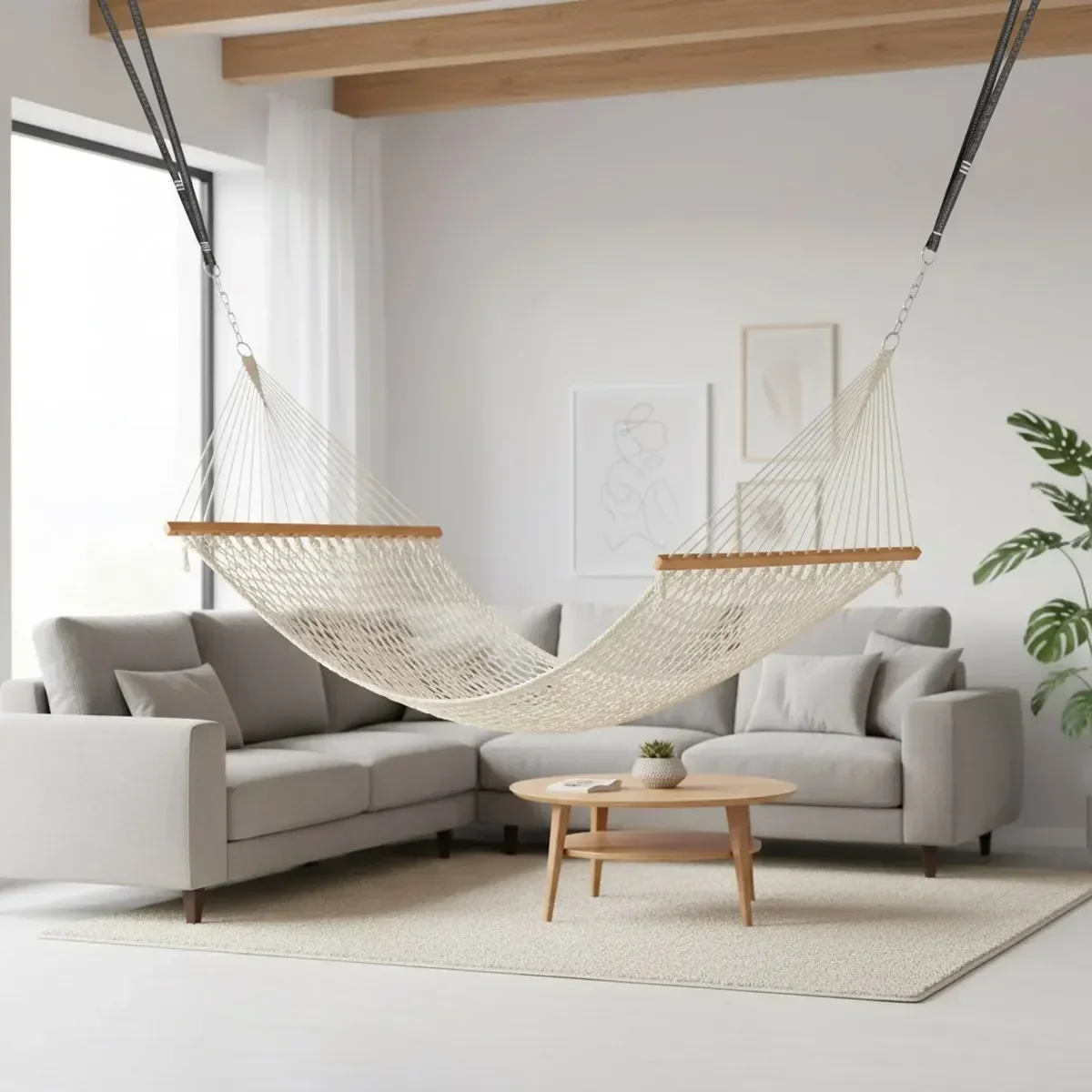 Large Cotton Hammock for Two Weather Resistant 450lb Capacity Includes Hanging Kit