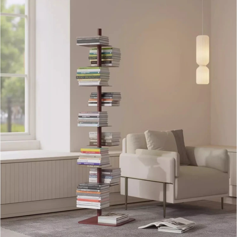 Creative Rotating Spiral Bookshelf Iron Craft Display Stand for Living Room Narrow Book Organizer Space-Saving Storage Solution