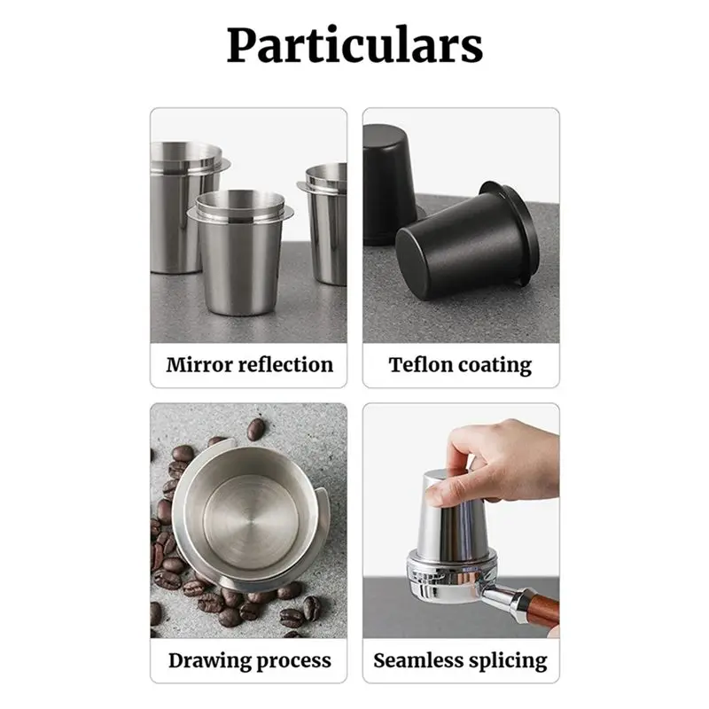 ABUH-Black 58Mm Coffee Dosing Cup Stainless Steel Coffee Cup Transport Cup Stainless Steel Universal Powder Collector Easy To Us