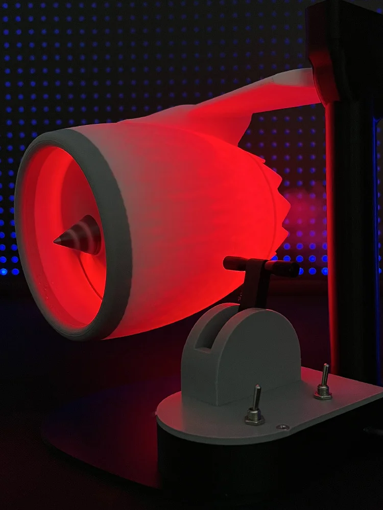 Modelo de motor Turbofan JetFan, ventilador doméstico de juguete, contiene atomización ultrasónica, dispositivo de llama trasera de luz roja,