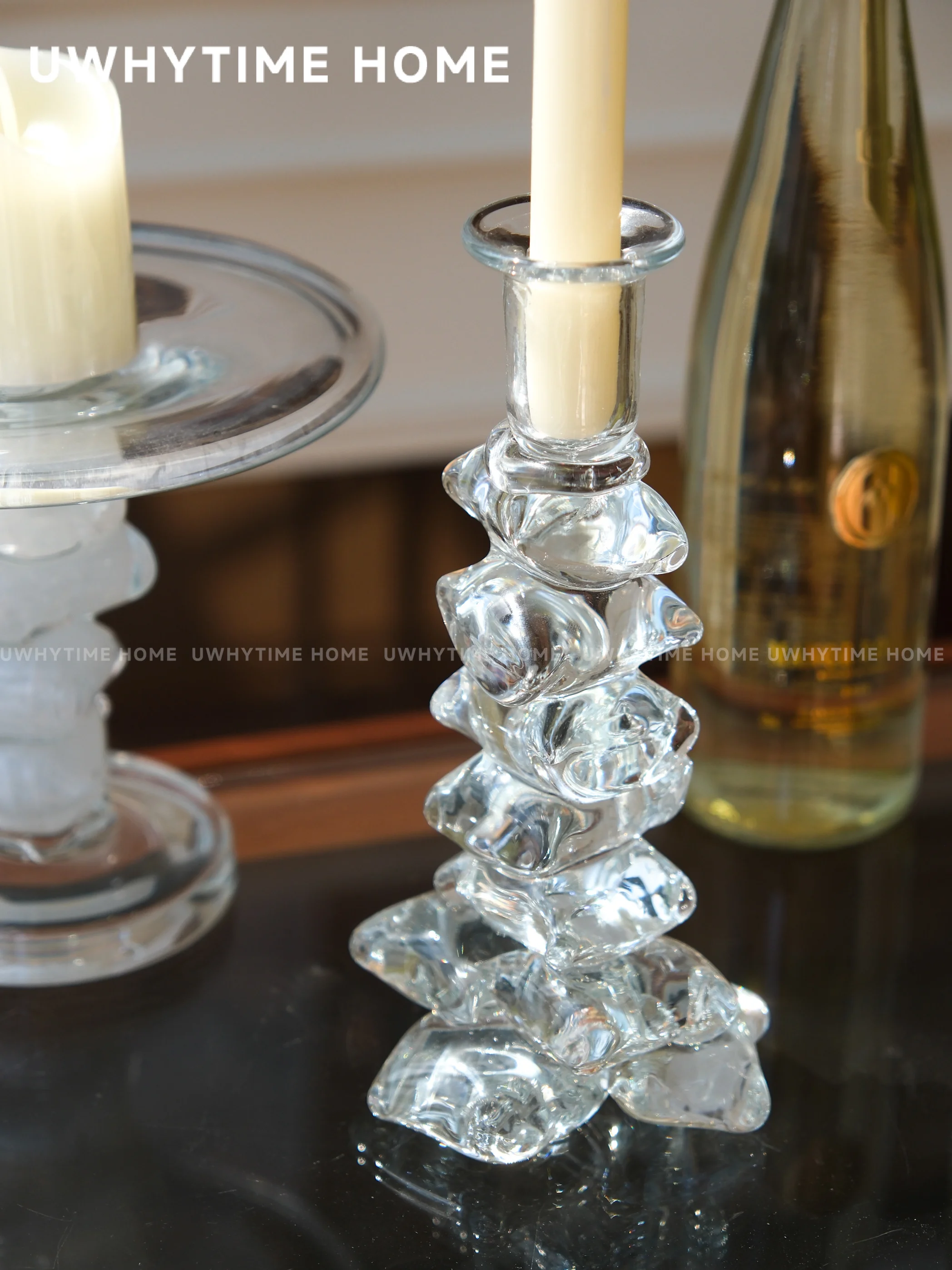 Hermoso candelabro esmaltado medieval industria pesada hielo transparente retro de alta gama atmósfera artística adorno candelabro d