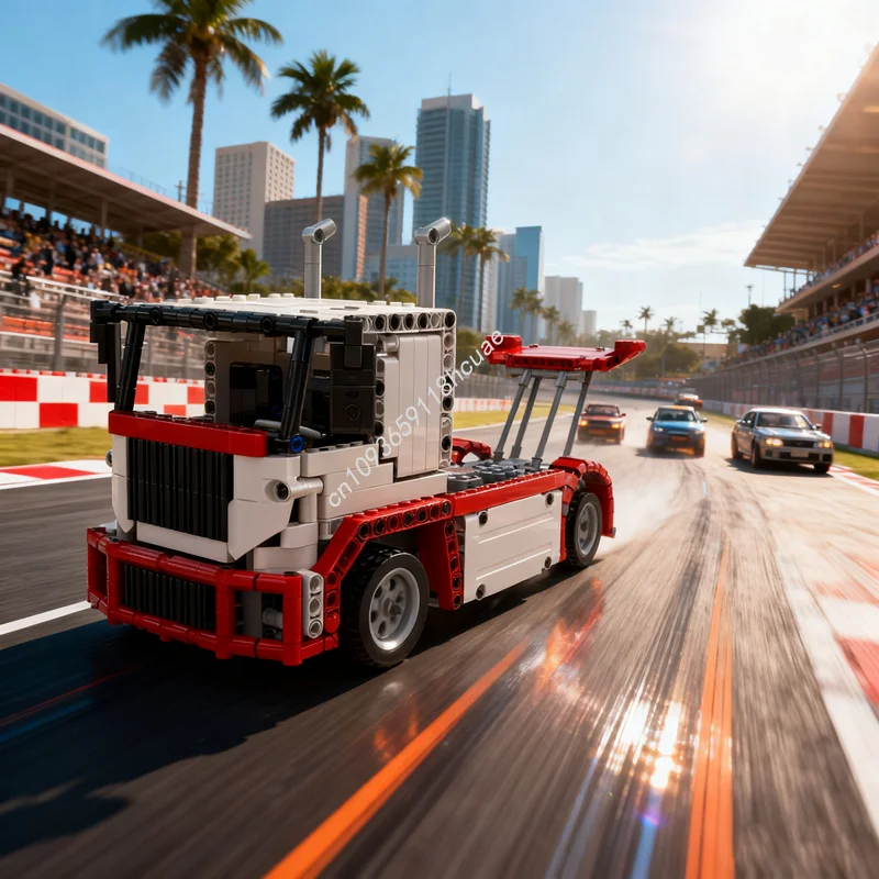 

711pcs MOC Fast Race Truck 4 km h Technical Model Building toys blocks Construction Assemble Christmas gifts DIY creative Kids