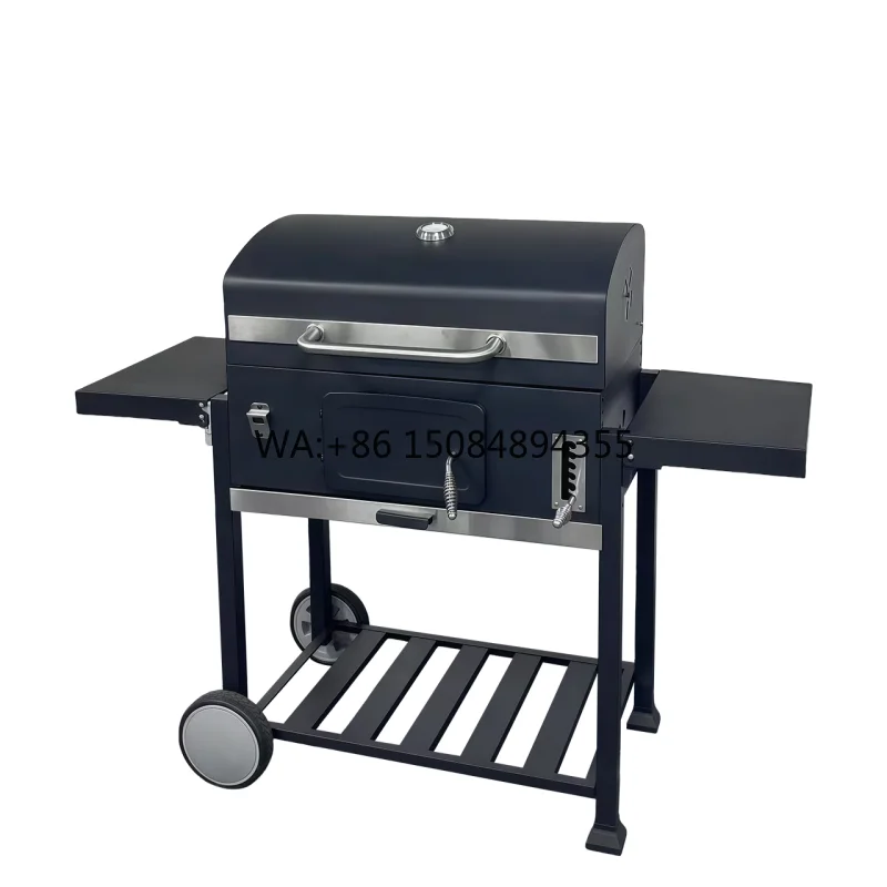

Spacious Cooking Area Premium Modern Steel Trolley Extra Large Charcoal Grill Outdoor Barbecue with Thermometer