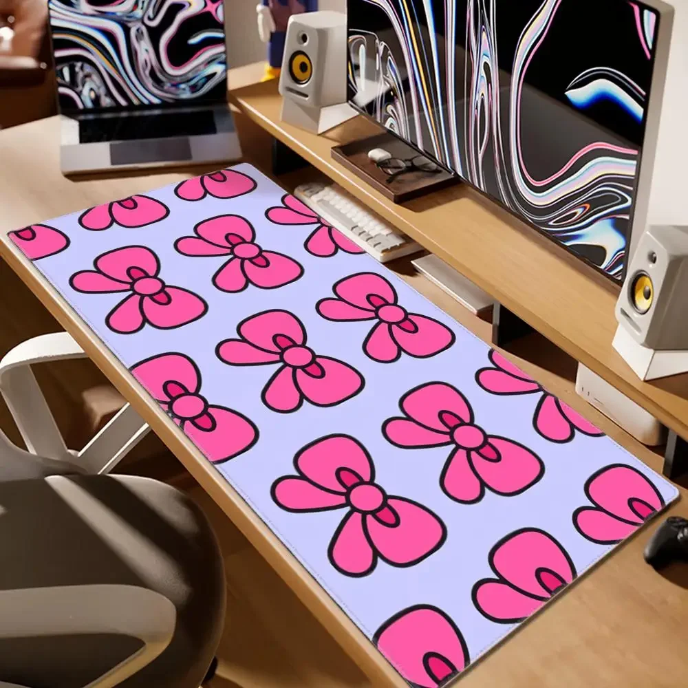 

New Kawaii Pink Bow Cartoons Mausepad,Pink Bow desk Mat Gaming Mat Office Accessories Keyboard Mats XXL Mouse Pad Mouse Carpet
