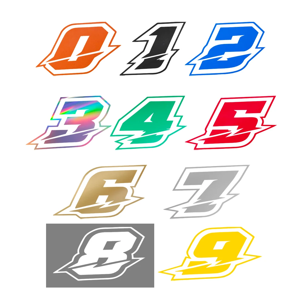 Adesivos de Vinil para Carros e Motos com Números e Cores Variadas 0123456789, Decalques DIY para Tanque de Combustível, Carenagem, Capacete e Carroce