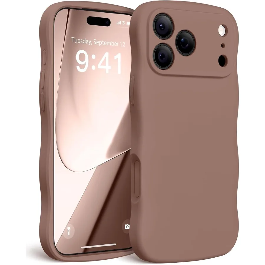 

Магнитный защитный чехол для телефона iPhone 17 Pro Max 6.9 с полным покрытием камеры и противоударным силиконовым дизайном коричневого цвета Comp