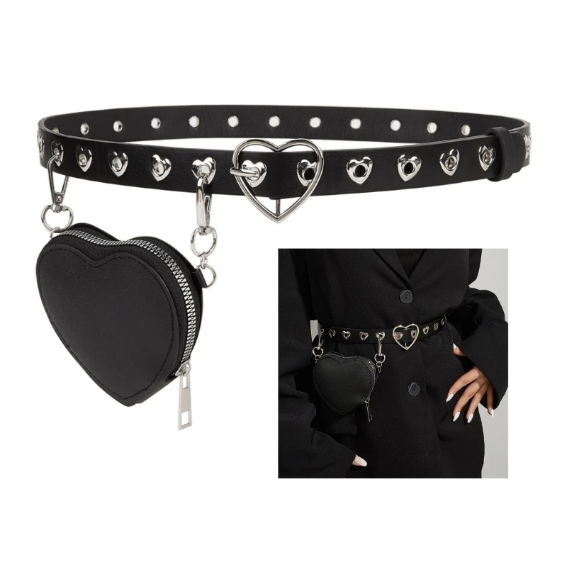 

Punk Rivet Studded Belt Gothic PU Belt Bag Casual Waistband Women Accessories