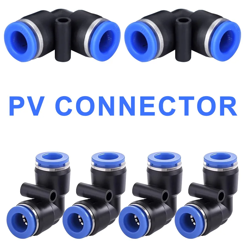 PV Quick Pneumatic Connector 4mm/6mm/8mm/10mm Tube Air Quick Fittings Push In Hose Couping 90 Degree Elbow Connectors