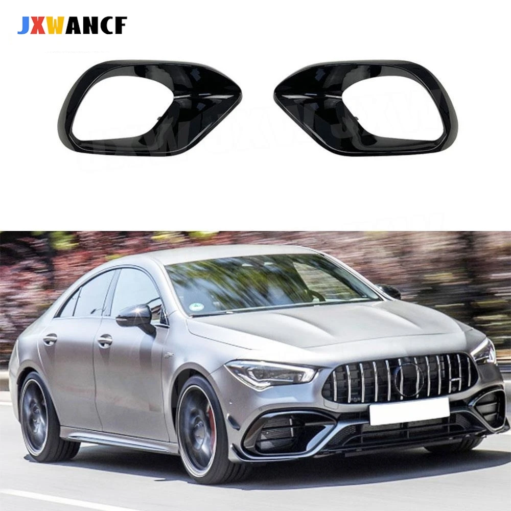 

JXWANCF ABS Gloss Black Front Bumper Lip Air Vent Covers Trims Fins Splitters Flaps for Mercedes Benz W118 C118 CLA45 AMG 2020+