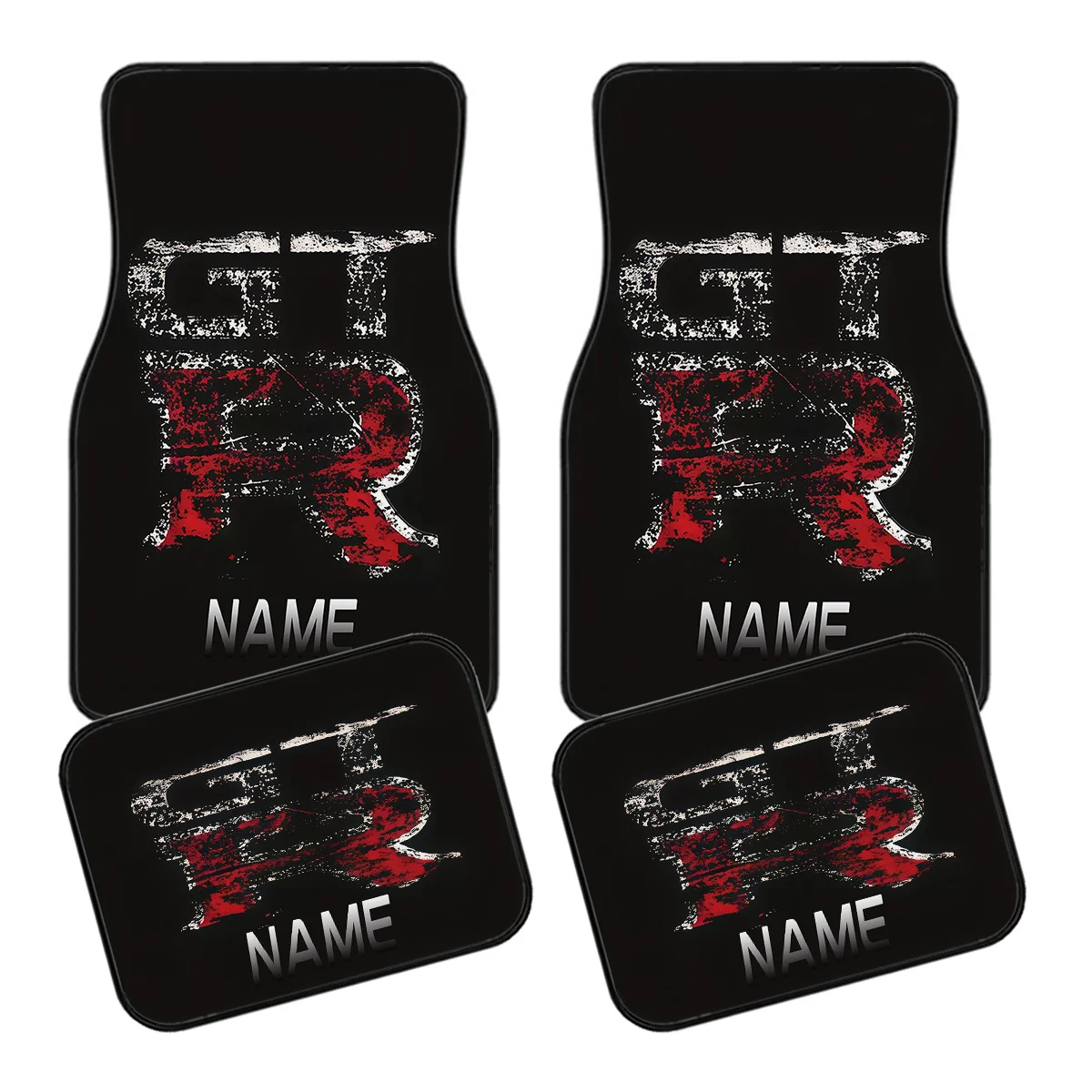 4pcs Customizable Name Car Mats Featuring A Shattered Letter Design Print - The Perfect Gift For Men/Women - Easy To Clean Autom