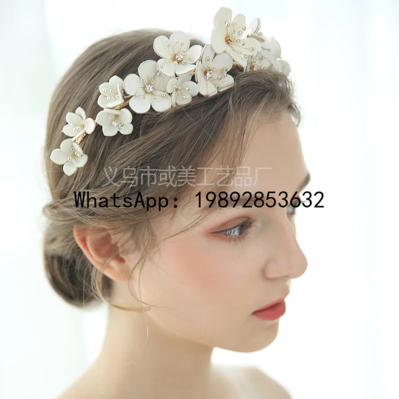 FS Bridal Headwear Crown Hair Accessories Handmade Garland Headband Western Wedding Dress Accessories
