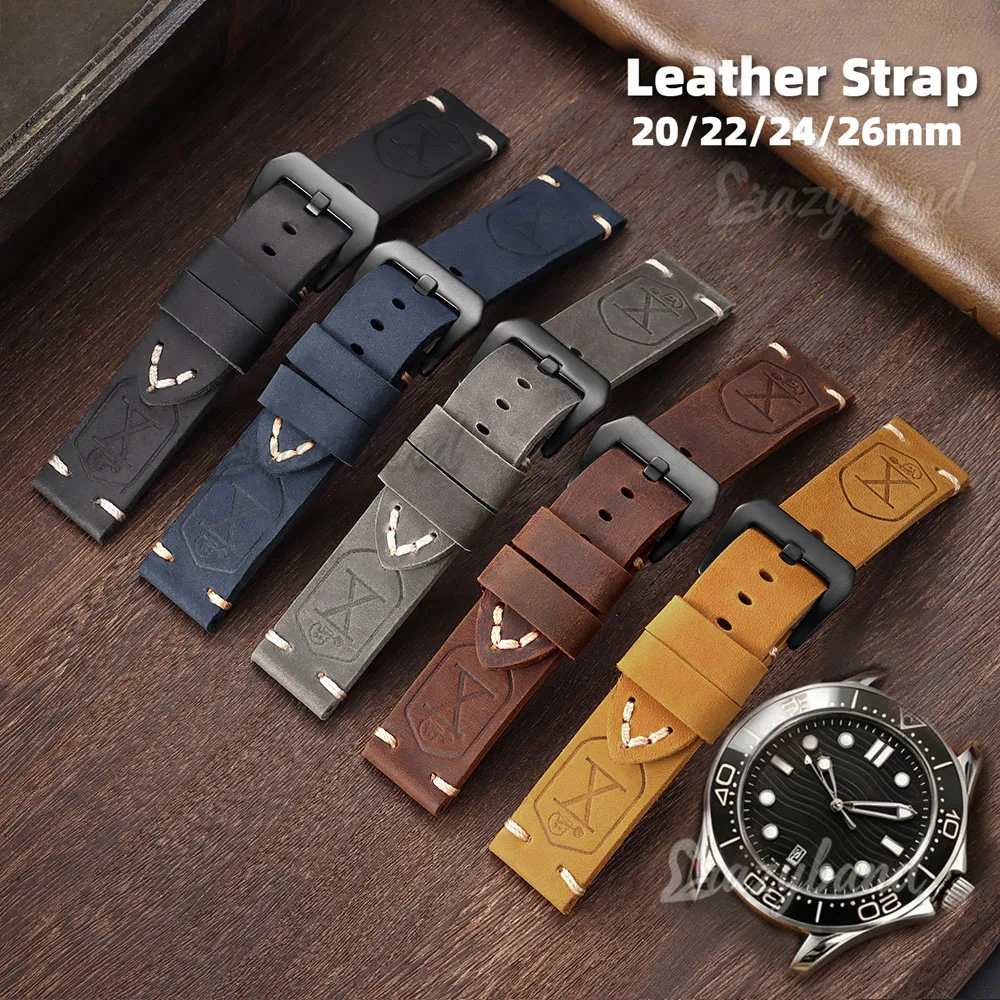 Suede Strap Watch - Handmade Cowhide Watch Band 20mm 22mm