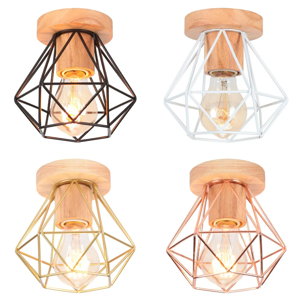 

Wooden Ceiling Light Industrial Metal E27 Ceiling Lamp Retro Ceiling chandelier for Dining Living Room Bedroom Aisle Home Decor