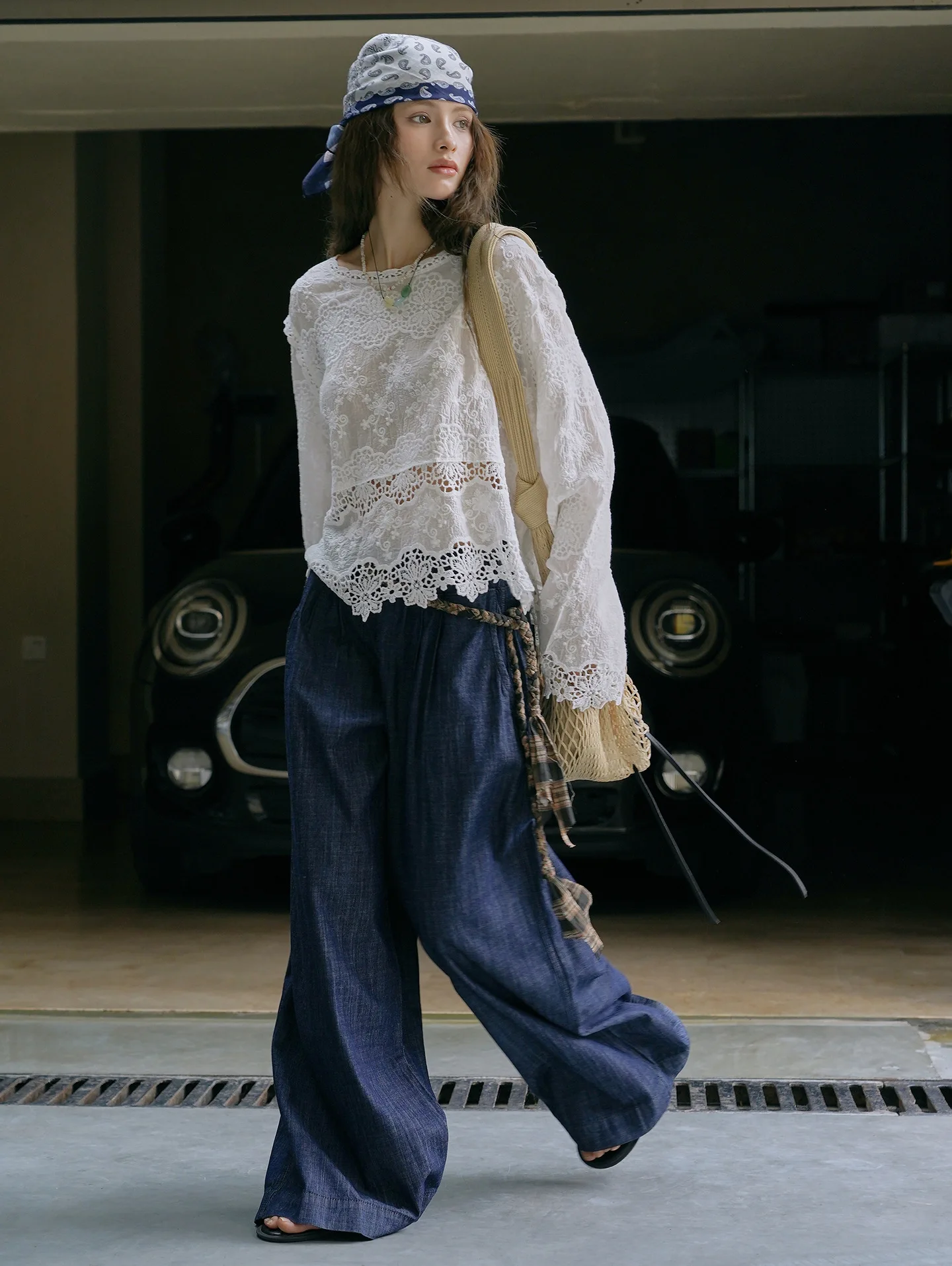 JHJN Losse Nieuwe Franse Stijl Temperament kant 100% Katoen Wassen Driedimensionale Hol Zachte Ademende Top Voor Vrouwen