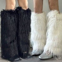 Y2K Faux Fur Leg Warmers 25cm 40cm Soft Plush Winter Boot Covers Lolita Knee High Socks Punk Gothic Streetwear Fashion Women