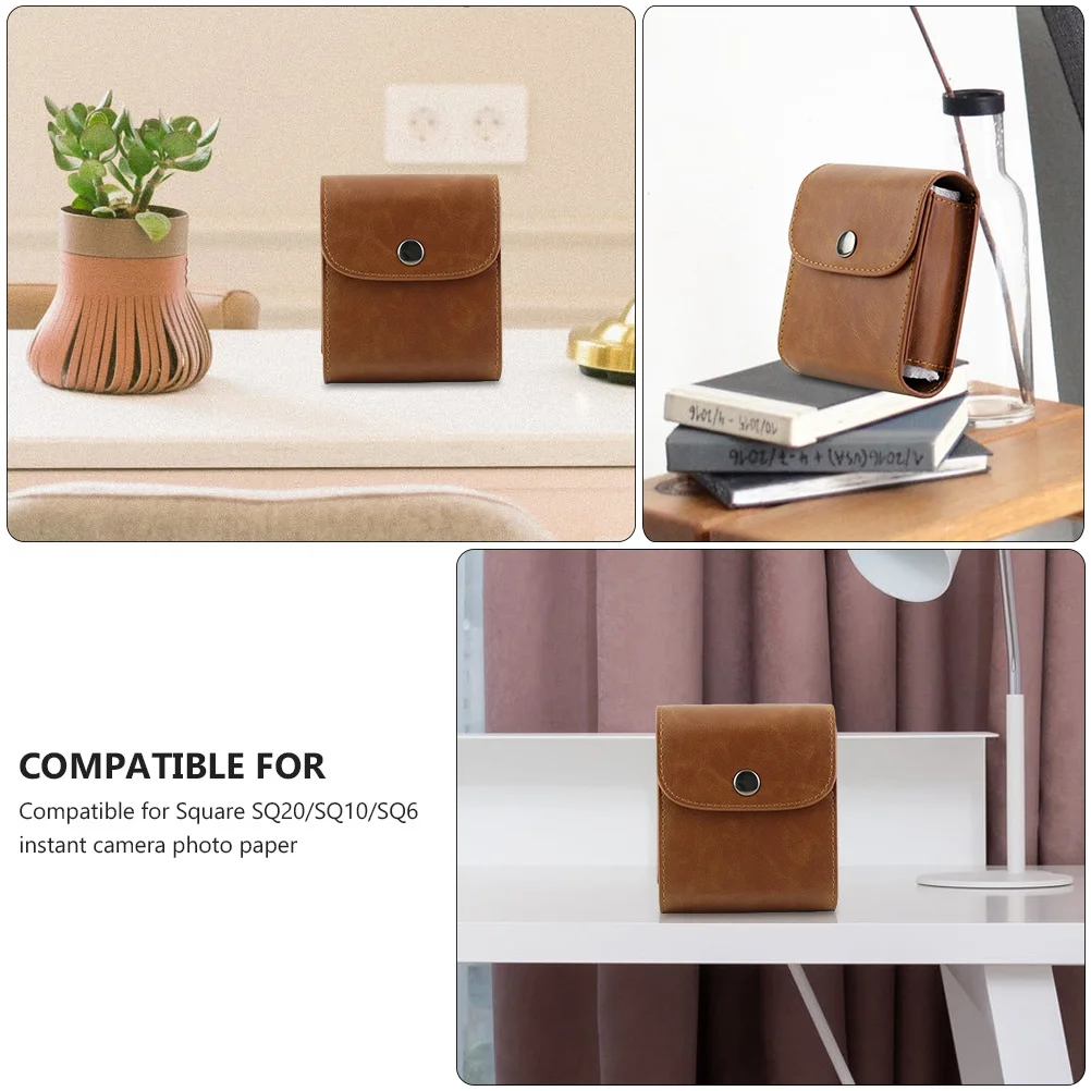 

Instant Camera Photo Film Bag PU Compatible Square Sq20 Portable Photo Paper Storage Pouch for Travel