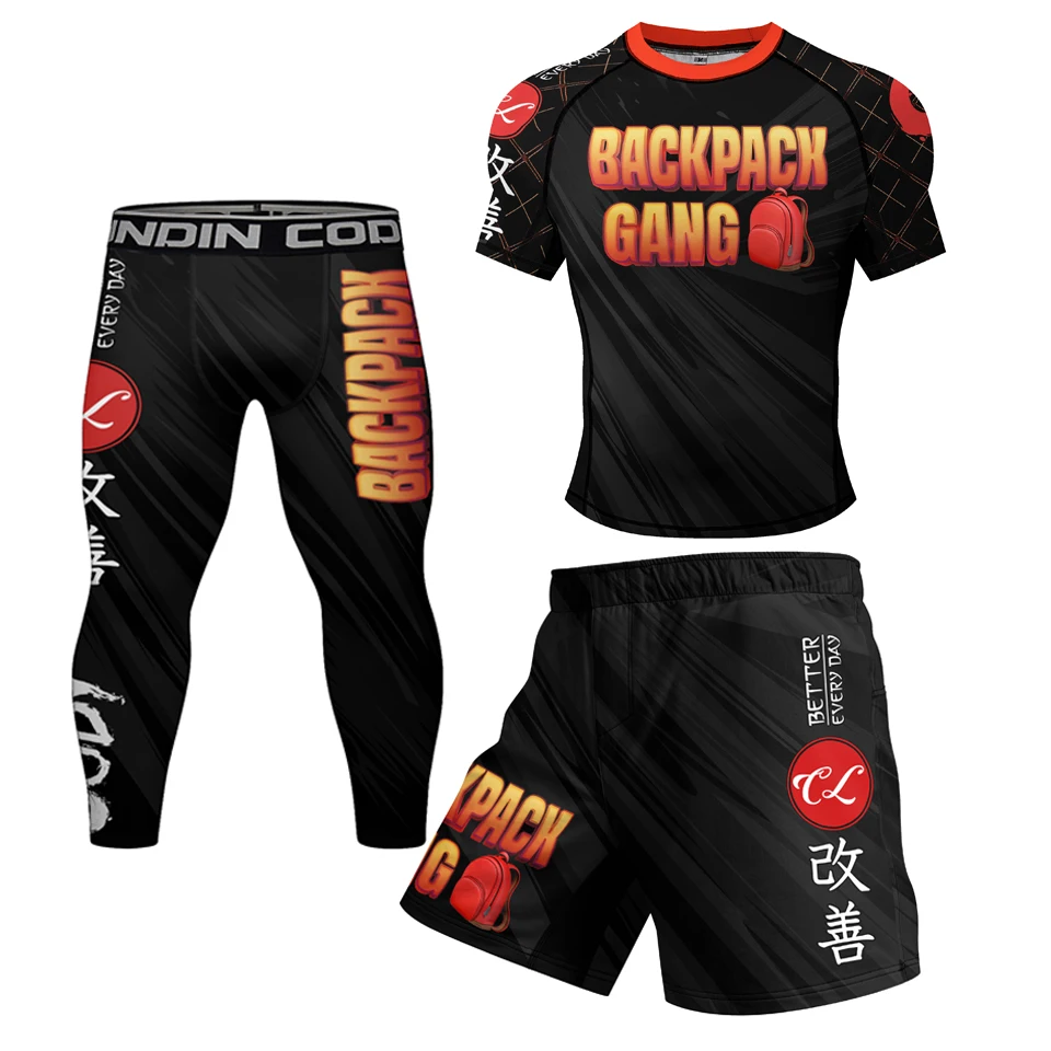 Conjuntos de Camiseta y Pantalones Rashguard para BJJ MMA, Shorts de Muay Thai, Kimono de Jiu Jitsu para Hombre, Rashguard, Camisetas de Boxeo, Trajes Deportivos de Kickboxing