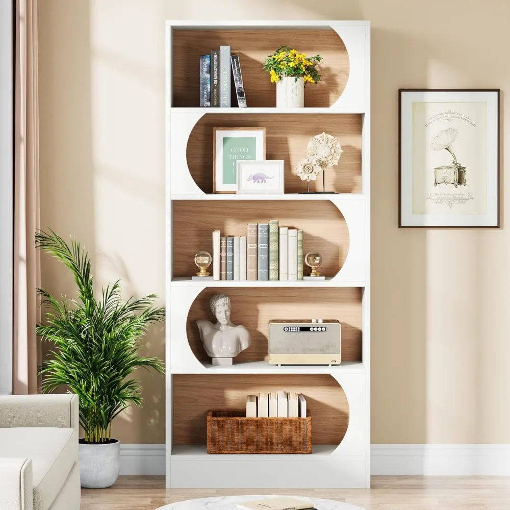 

6 Tier Bookshelf, 71 Inch Tall Bookcase with Classic Shape, 32 Inch Wide Freestanding Shelving Unit, Modern Wooden Bo