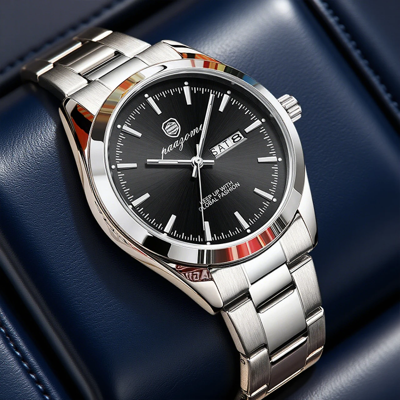 

PAAZOMU Роскошные военные мужские часы Водонепроницаемые светящиеся хронограф с датой Мужские часы Деловые мужские кварцевые часы из нержавеющей стали