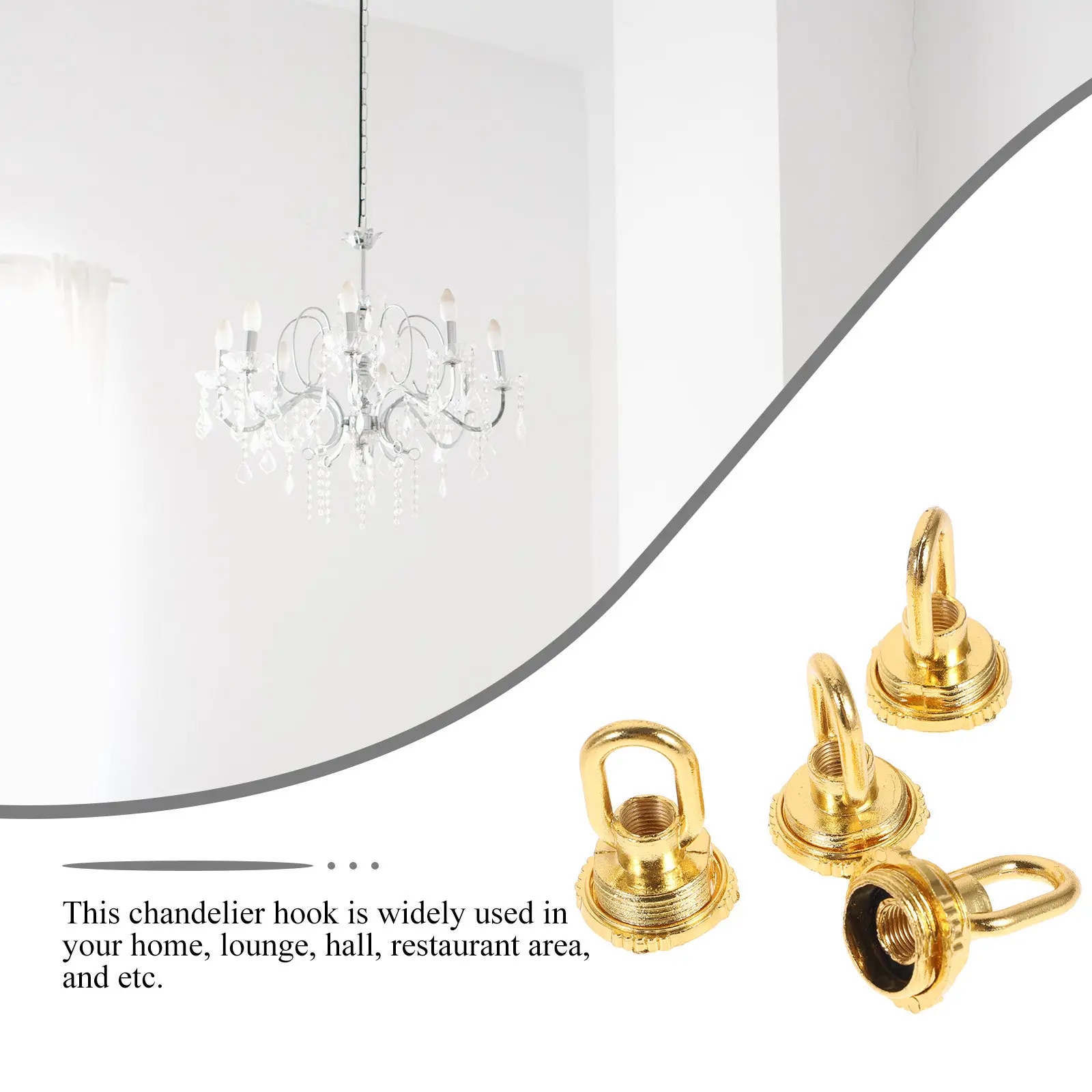 4pcs Heavy-Duty Ceiling Hook Pendant Lamp Base – Threaded Ring Loop for Chandeliers, Crystal & LED Lanterns