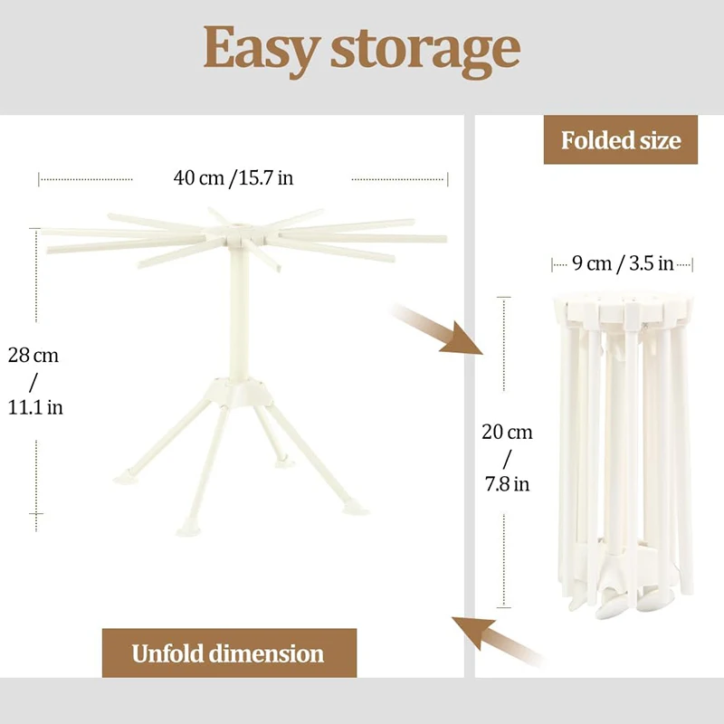Pasta Drying Rack CHomemade Fresh Spaghetti Stand Collapsible Dryer Noodle Hanger with 10 Arms Kitchen Foldable Pasta Dryer Rack