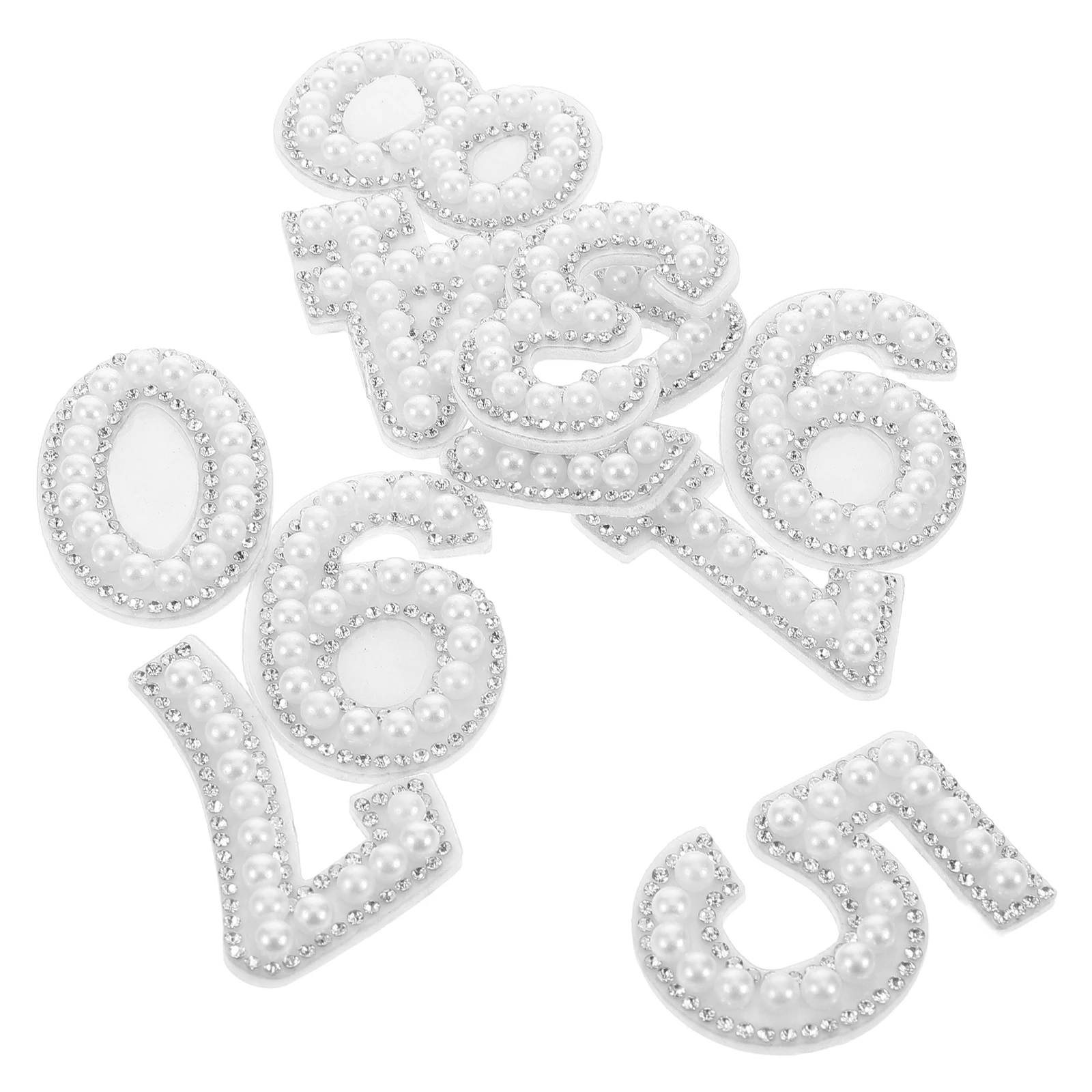 

10pcs Digital Pearl Rhinestone Stickers Craft Number Appliques Embroidery Patches Diy Iron-On Sewing Kit For Clothing Bags